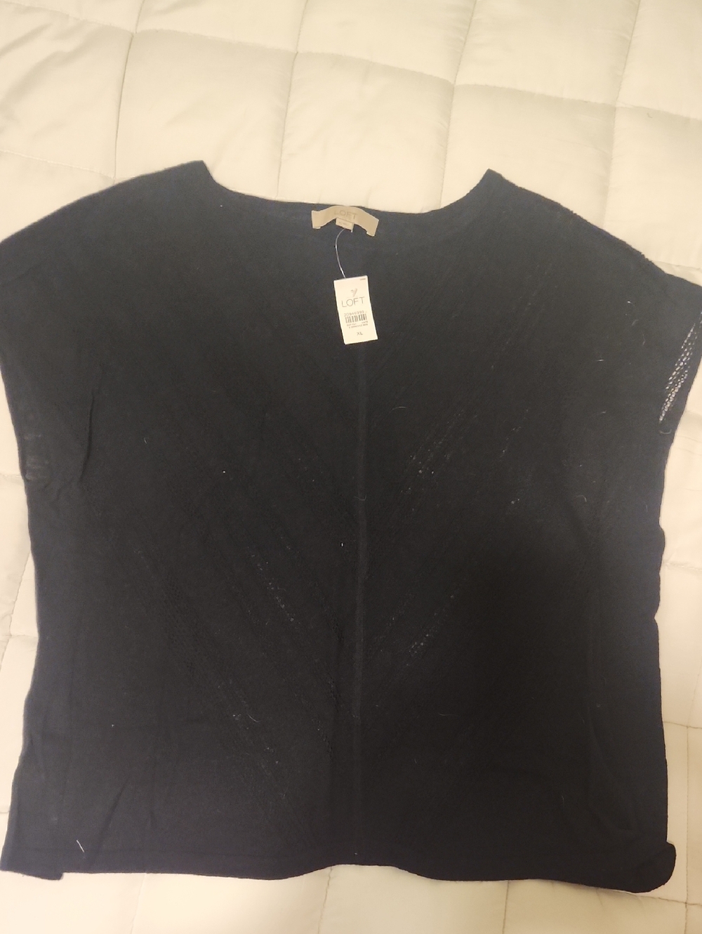 NWT LOFT Navy Short-Sleeve Lightweight Knit Top Size XL